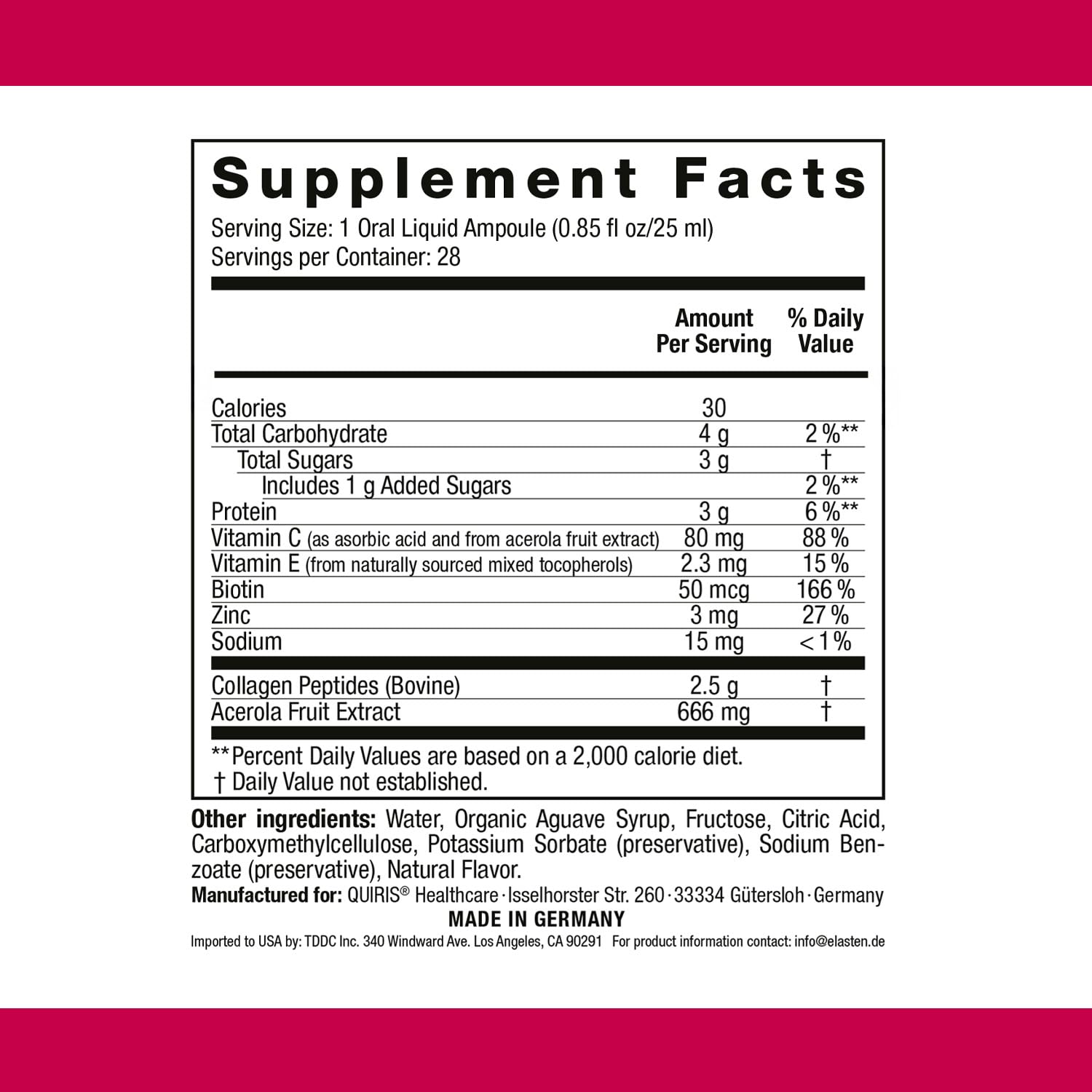 ELASTEN Clinically Tested Collagen Complex for Radiant Skin from Within – Reduces Fine Lines – Supports Healthy Connective Tissue – 28 Liquid Collagen Ampoules (0.85 fl oz / 25 ml Each) - Maple Wellness Supplements