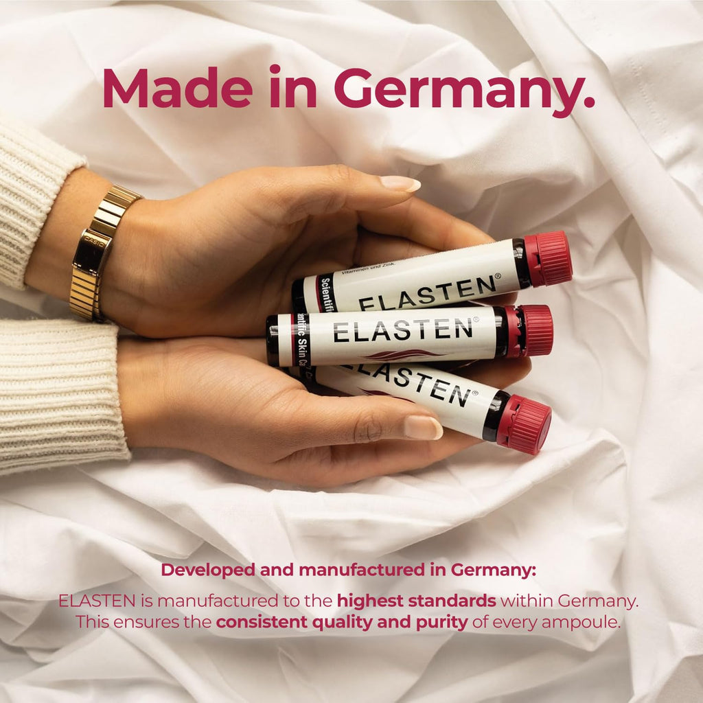 ELASTEN Clinically Tested Collagen Complex for Radiant Skin from Within – Reduces Fine Lines – Supports Healthy Connective Tissue – 28 Liquid Collagen Ampoules (0.85 fl oz / 25 ml Each) - Maple Wellness Supplements