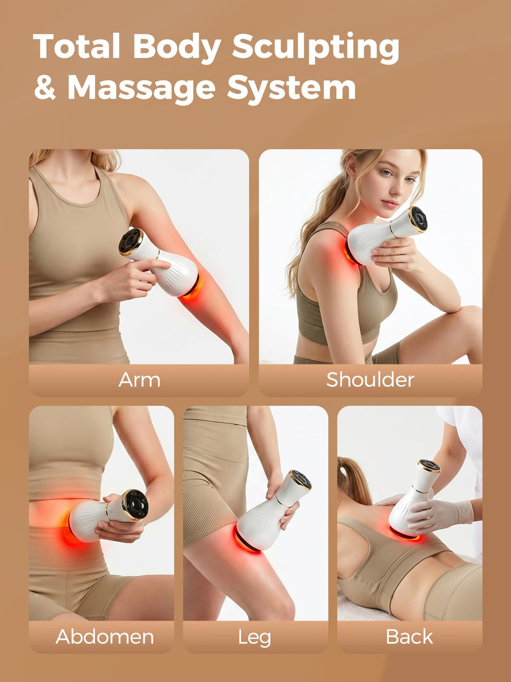Electric Cupping Massager for Body with Suction, Microcurrent, Red Light & Heat, Lymphatic Drainage Massager, 12 Intensity Body Sculpting Machine, Cellulite Massage Tool for Arms Legs Waist Back-White - Maple Wellness Supplements