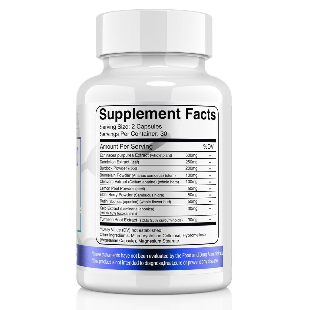 ELERULE Lymphatic Support Supplement, Lymphatic Drainage Supplements with with Dandelion, Burdock, Echinacea, Lemon & More, Lymph System Support for Men and Women – 60 Capsules - Maple Wellness Supplements
