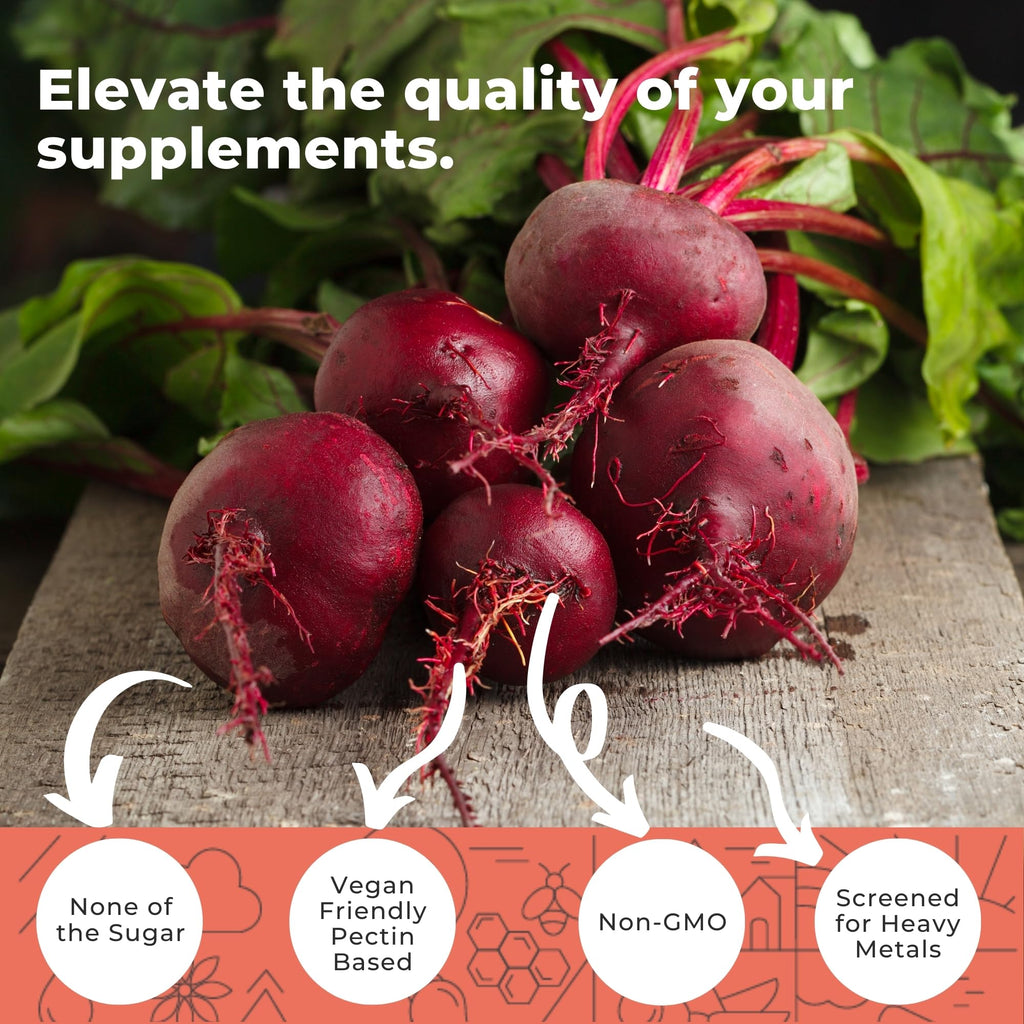 Eleva Nutrition Sugar-Free Beet Root Gummies- Vitamin C & B9- Memory & Focus Chews- Nitric Oxide -Energy Beet Supplement- 90 Organic Beetroot Chews for Men & Women - TrustMedUSA