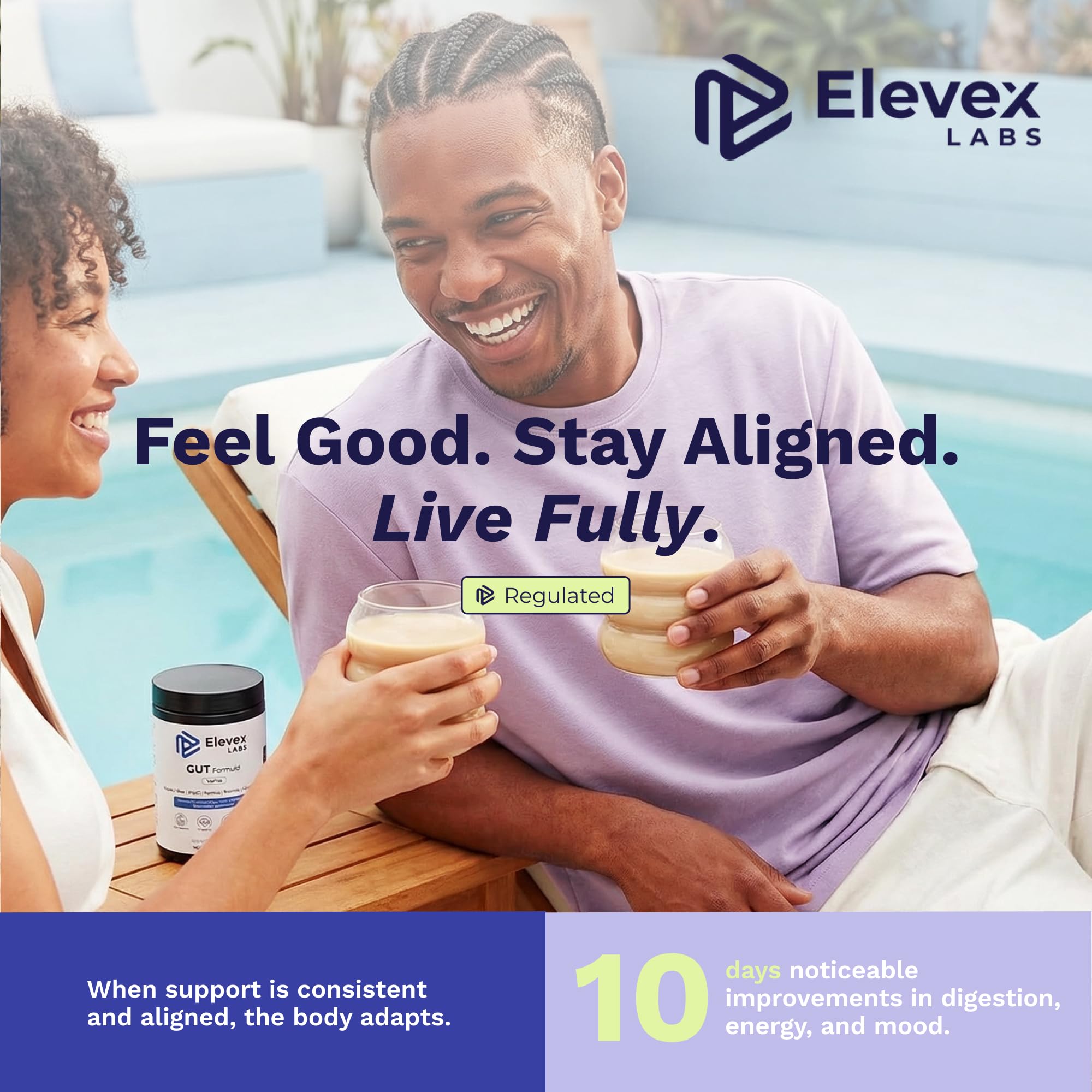 Elevex Labs Gut Health Supplement Powder – Digestive Health Formula with Colostrum, Tributyrin & PHGG Prebiotics for Gut Health, Gut Lining, Gut-Brain & Bloating Relief - TrustMedUSA