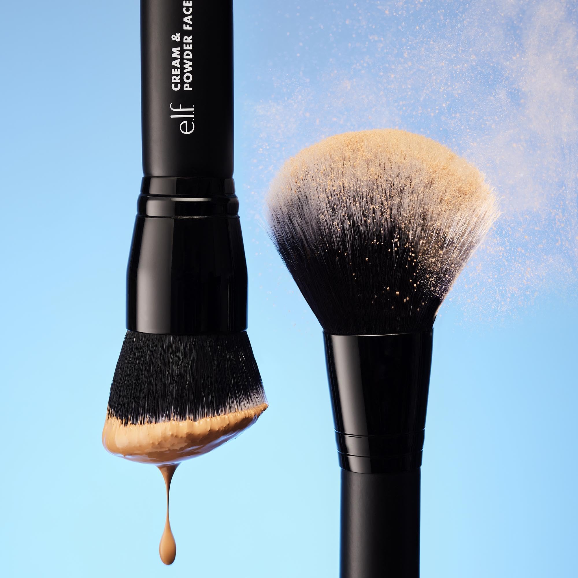 e.l.f. Dual-Ended Cream + Powder Brush, Two-in-One Makeup Brush For Creating A Gorgeous, Airbrushed-looking Complexion, Vegan & Cruelty-free - TrustMedUSA
