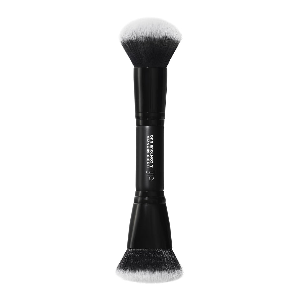 e.l.f. Liquid Bronzer & Contour Duo Brush, Silky Highly Pigmented Formula with Dual-ended Makeup Brush, Synthetic Bristles, 100% Vegan and Cruelty-Free - TrustMedUSA