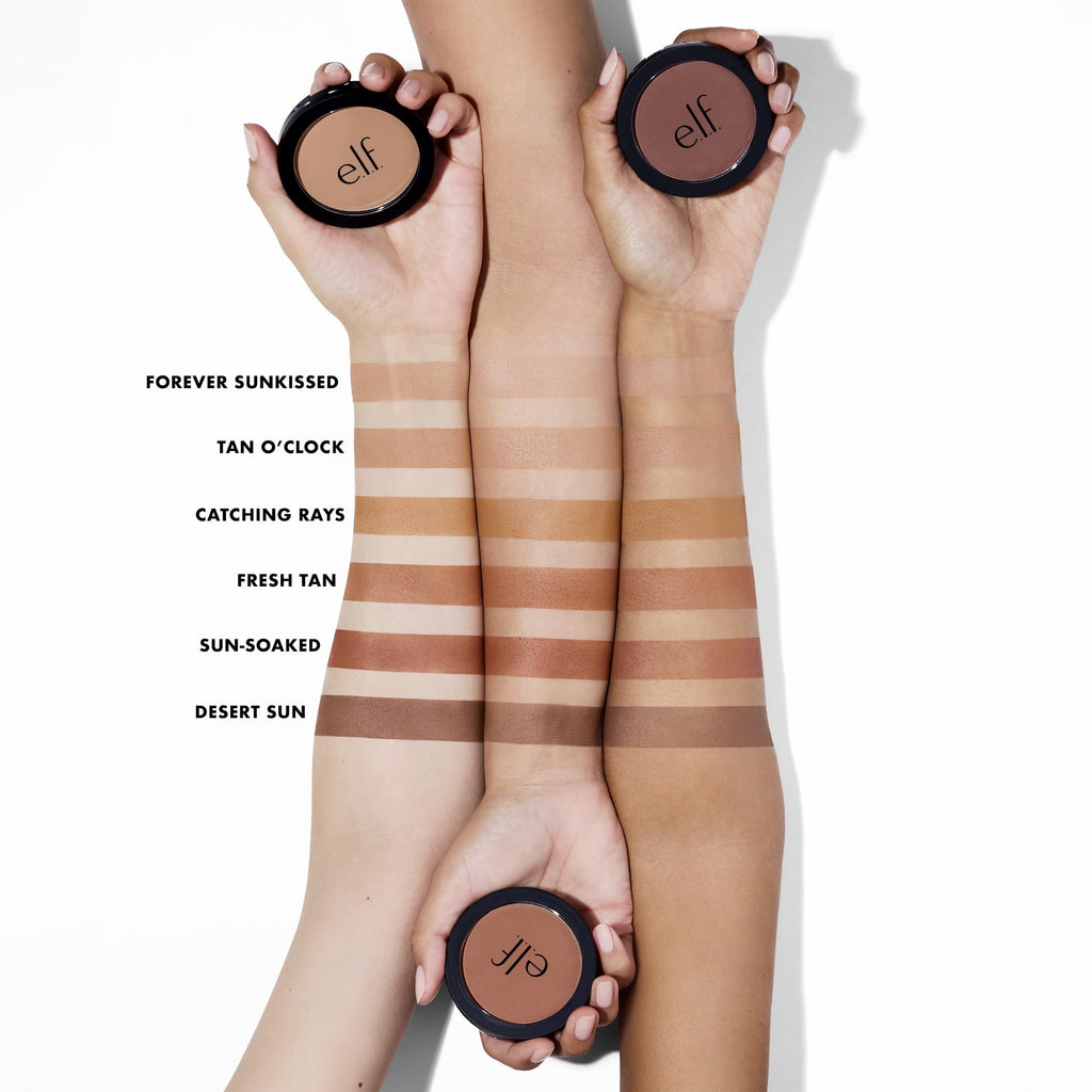 e.l.f. Primer-infused Bronzer, Long-Wear, Matte, Bold, Lightweight, Blends Easily, Contours Cheeks, Forever Sun Kissed, All-Day Wear, 0.35 Oz - TrustMedUSA