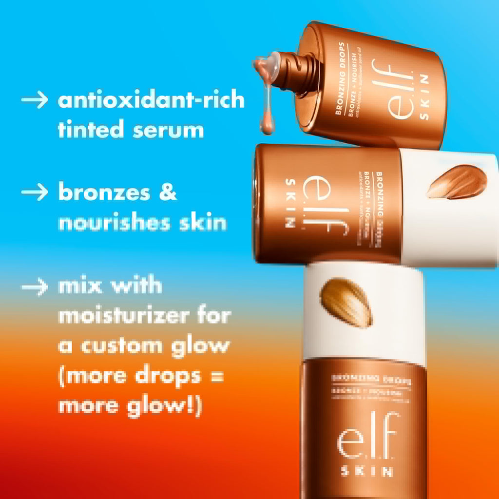 e.l.f. SKIN Bronzing Drops, Liquid Bronzer For Face & Skin, Creates A Sun-Kissed Glow, Infused With Vitamin E, Vegan & Cruelty-Free, Pure Gold - TrustMedUSA