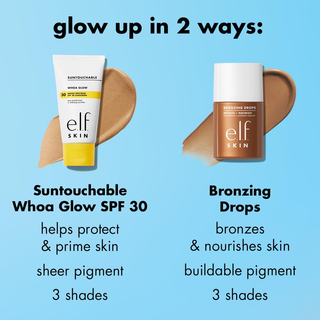 e.l.f. SKIN Bronzing Drops, Liquid Bronzer For Face & Skin, Creates A Sun-Kissed Glow, Infused With Vitamin E, Vegan & Cruelty-Free, Pure Gold - TrustMedUSA