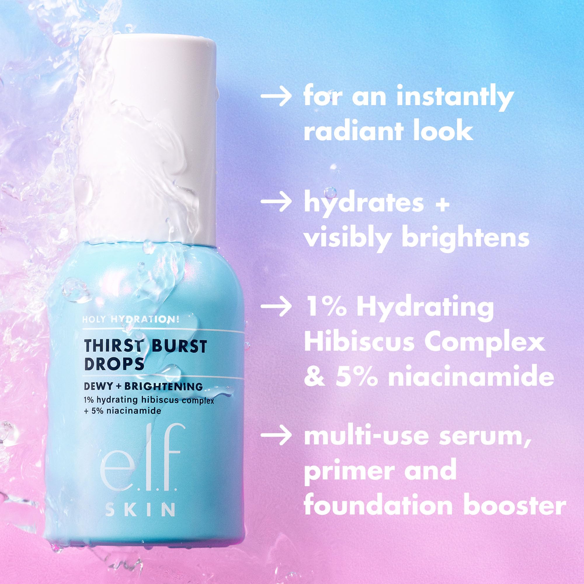 e.l.f. SKIN Holy Hydration! Thirst Burst Drops, Serum For A Radiant Complexion Instantly & Over Time - TrustMedUSA