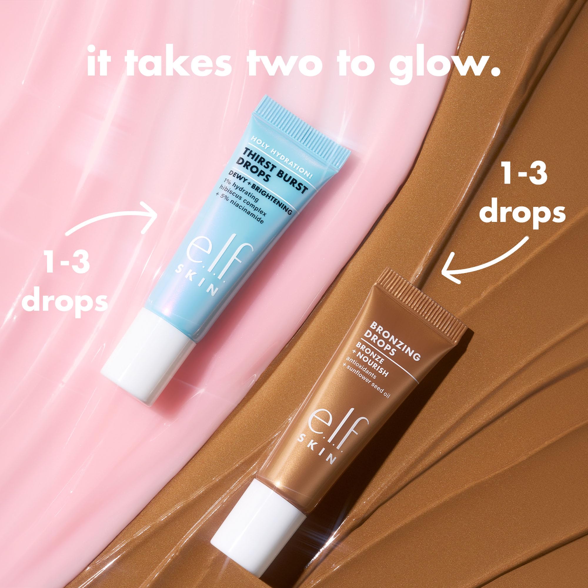 e.l.f. SKIN The Hottest Drops Duo, Holy Hydration! Thirst Burst & Bronzing Skincare Set, For A Dewy, Sun-Kissed Look, Vegan & Cruelty-Free - TrustMedUSA