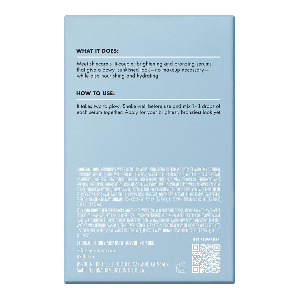e.l.f. SKIN The Hottest Drops Duo, Holy Hydration! Thirst Burst & Bronzing Skincare Set, For A Dewy, Sun-Kissed Look, Vegan & Cruelty-Free - TrustMedUSA