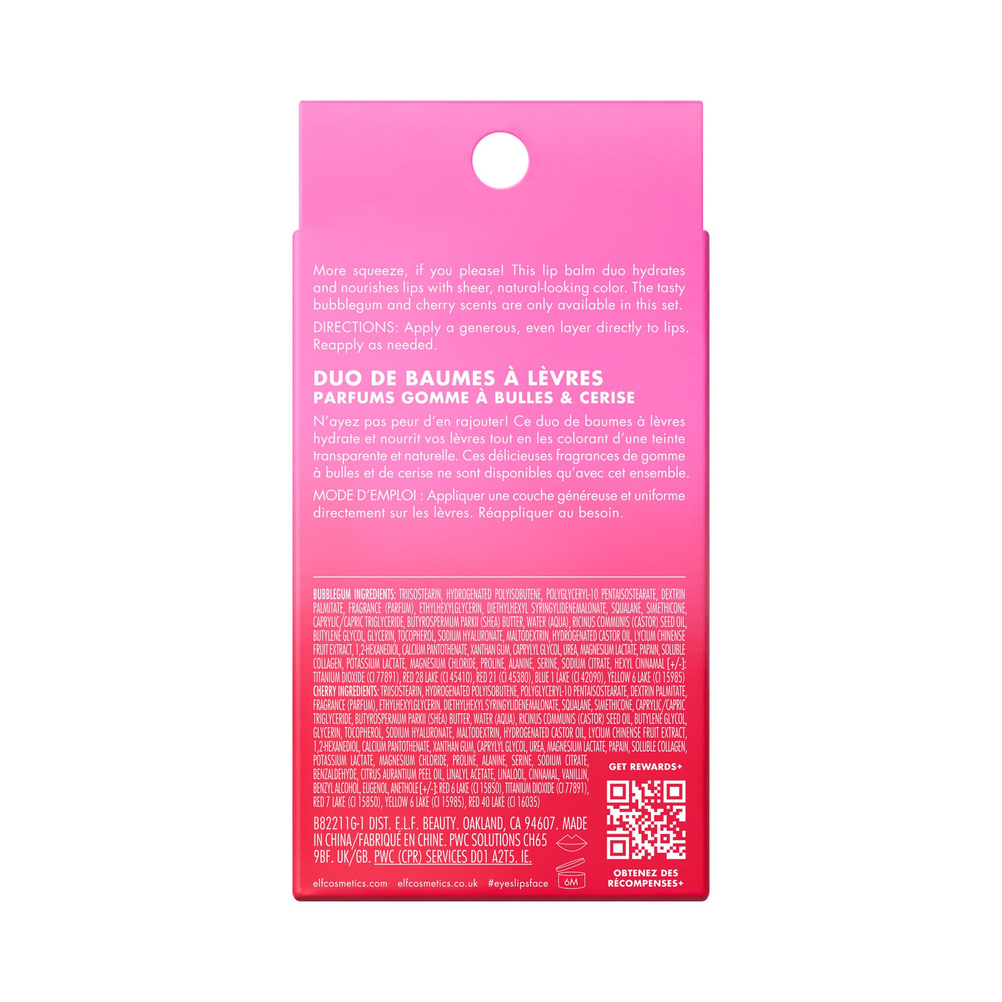 e.l.f. Squeeze Me More Lip Balm Duo, Moisturizing Balm For A Sheer Tint Of Color, Made With Hyaluronic Acid, Vegan & Cruelty-Free, Cherry & Bubblegum - TrustMedUSA