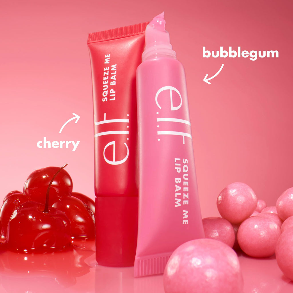 e.l.f. Squeeze Me More Lip Balm Duo, Moisturizing Balm For A Sheer Tint Of Color, Made With Hyaluronic Acid, Vegan & Cruelty-Free, Cherry & Bubblegum - TrustMedUSA
