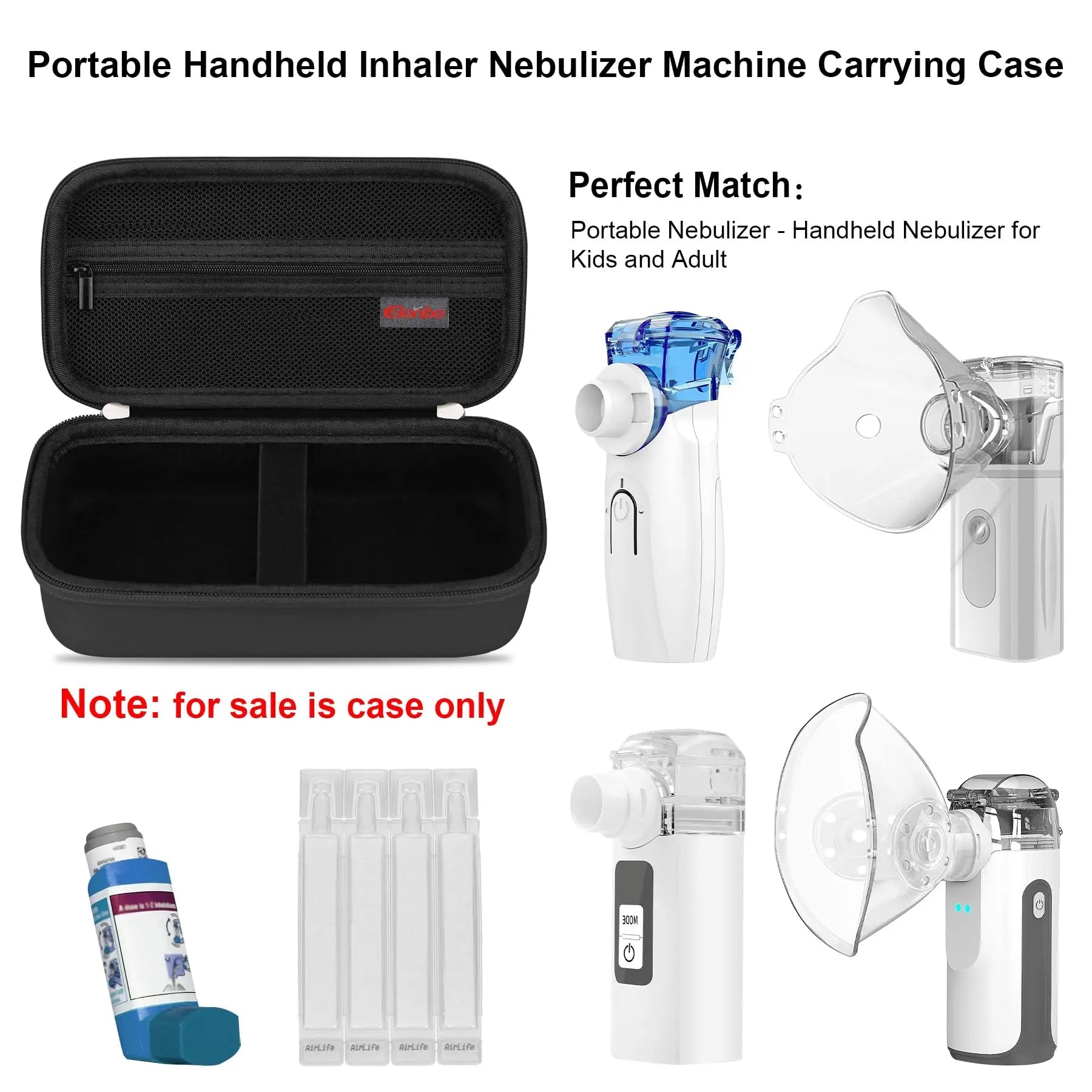 Elonbo Carrying Case for Portable Handheld Inhaler Nebulizer Machine for Adults and Kids - TrustMedUSA