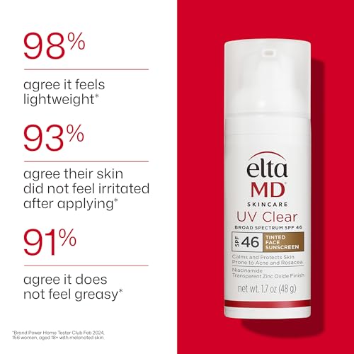 EltaMD UV Clear Tinted Sunscreen for Face, SPF 46 with Zinc Oxide, Oil-Free, Dermatologist Recommended, For Acne-Prone Sensitive Skin, 1.7 oz - TrustMedUSA