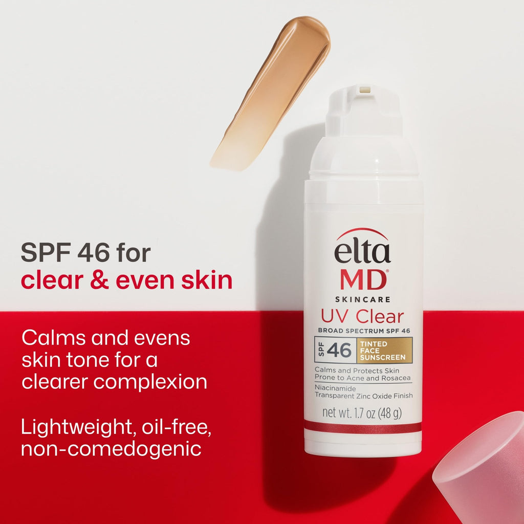 EltaMD UV Clear Tinted Sunscreen for Face, SPF 46 with Zinc Oxide, Oil-Free, Dermatologist Recommended, For Acne-Prone Sensitive Skin, 1.7 oz - TrustMedUSA
