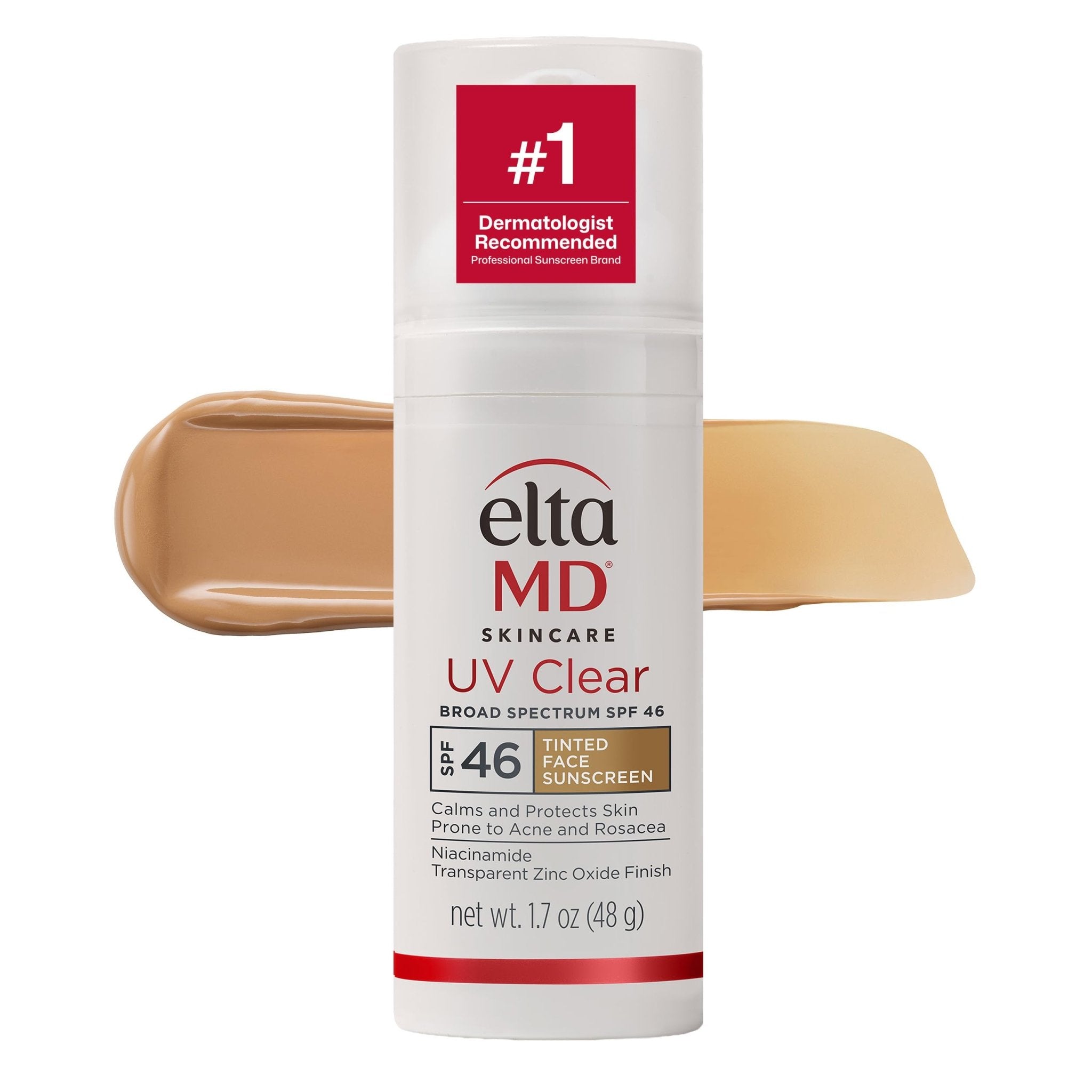 EltaMD UV Clear Tinted Sunscreen for Face, SPF 46 with Zinc Oxide, Oil-Free, Dermatologist Recommended, For Acne-Prone Sensitive Skin, 1.7 oz - TrustMedUSA