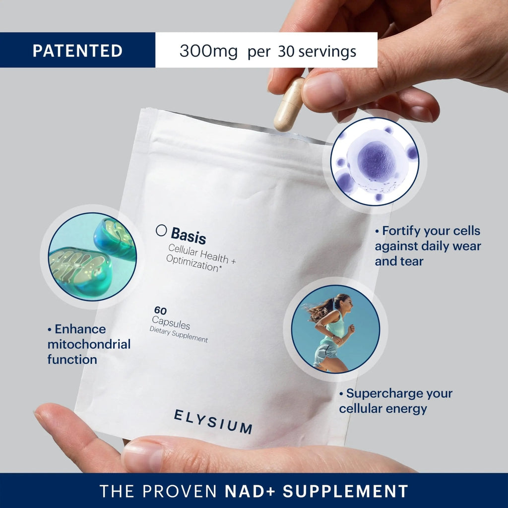 ELYSIUM Basis NAD Plus Supplement 30 Servings - with Nicotinamide Riboside 250mg and Pterostilbene 50mg - Healthy Aging Supplement & Cellular Energy - TrustMedUSA
