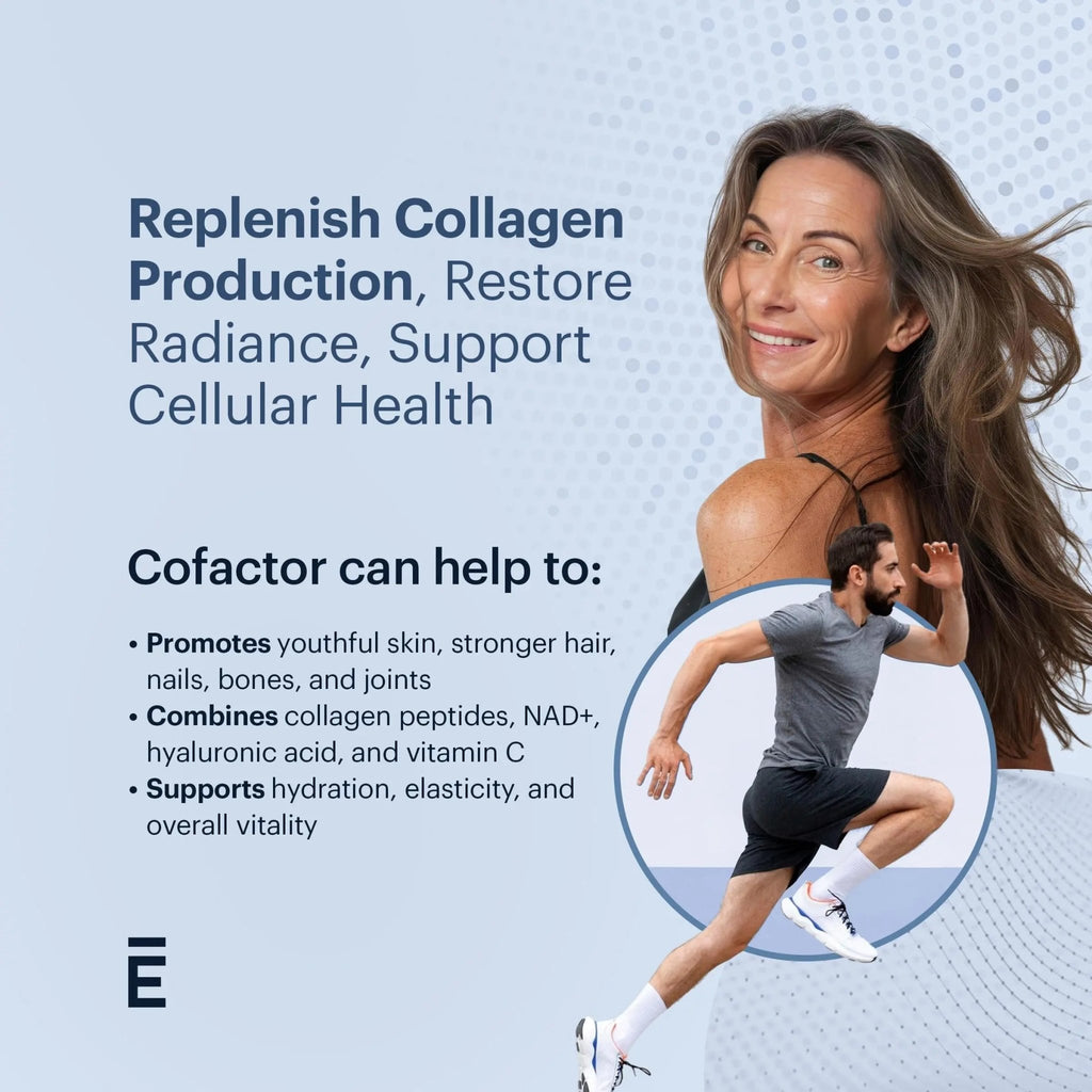 ELYSIUM Cofactor – 4-in-1 Collagen Peptides Powder w/NAD+, Hyaluronic Acid & Vitamin C for Skin, Hair, Nails, Joints & Cellular Health, Collagen Supplements for Men & Women – Unflavored, 28 Servings - TrustMedUSA