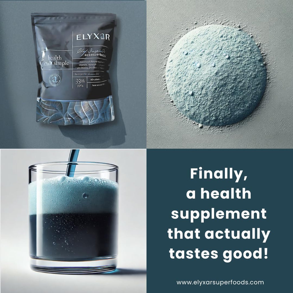 ELYXaR Daily Superfood Complex - Supplement Powder - 60+ Vitamins, Minerals, Wholefood-Sourced Ingredients, Stress Adaptogens, Pro & Prebiotics, Digestive Enzymes, & Electrolytes - 30 Servings - TrustMedUSA