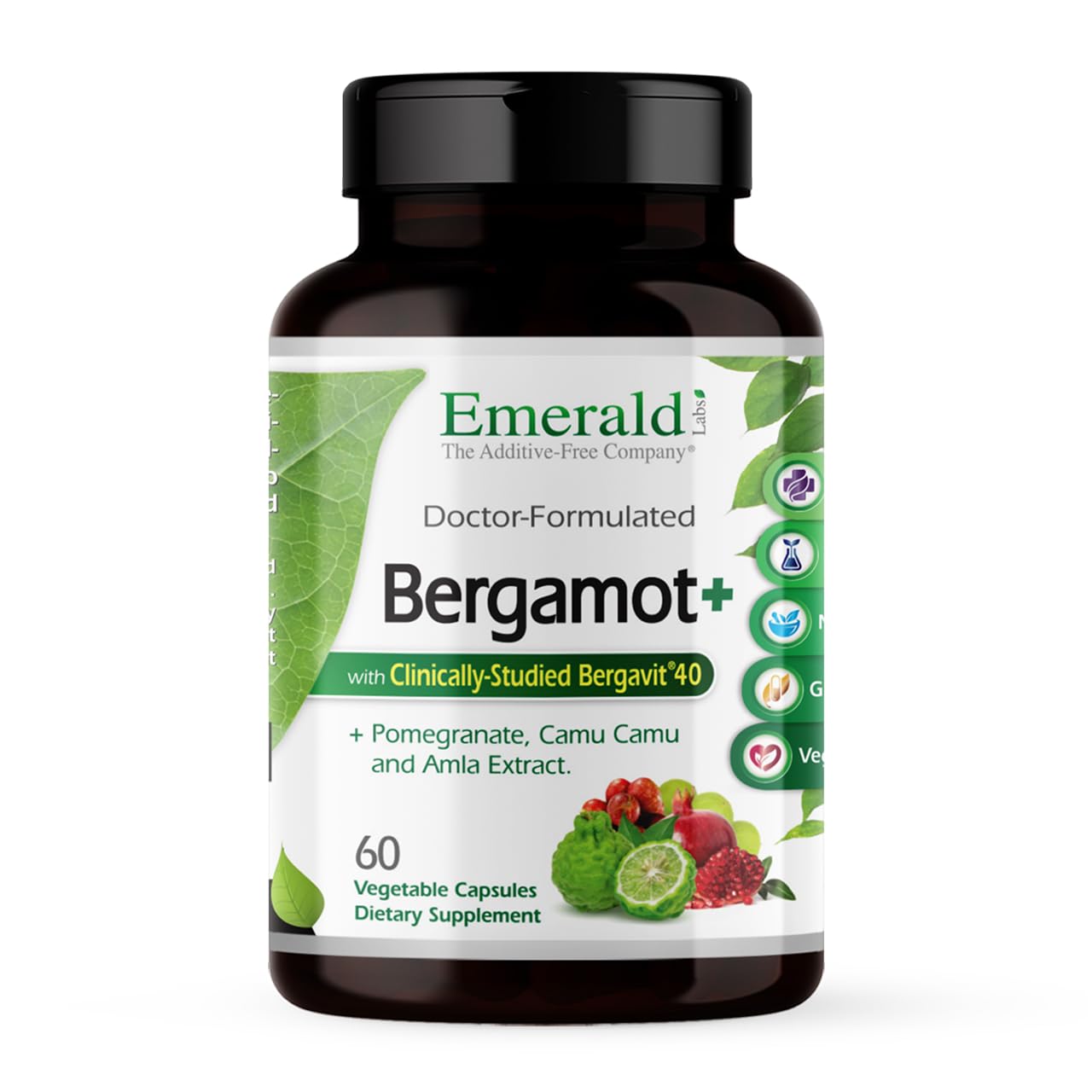 EMERALD LABS Bergamot+ - Supports Metabolism & Heart Health with Bergamot, Pomegranate, Amla & Camu Camu - Gluten-Free & Vegan - 60 Vegetable Capsules (30 Servings) - TrustMedUSA