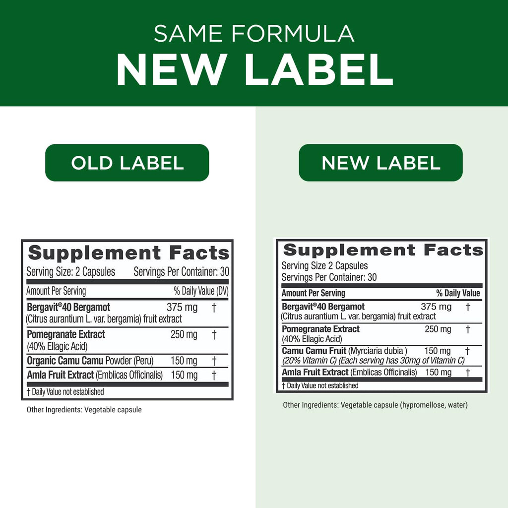 EMERALD LABS Bergamot+ - Supports Metabolism & Heart Health with Bergamot, Pomegranate, Amla & Camu Camu - Gluten-Free & Vegan - 60 Vegetable Capsules (30 Servings) - TrustMedUSA