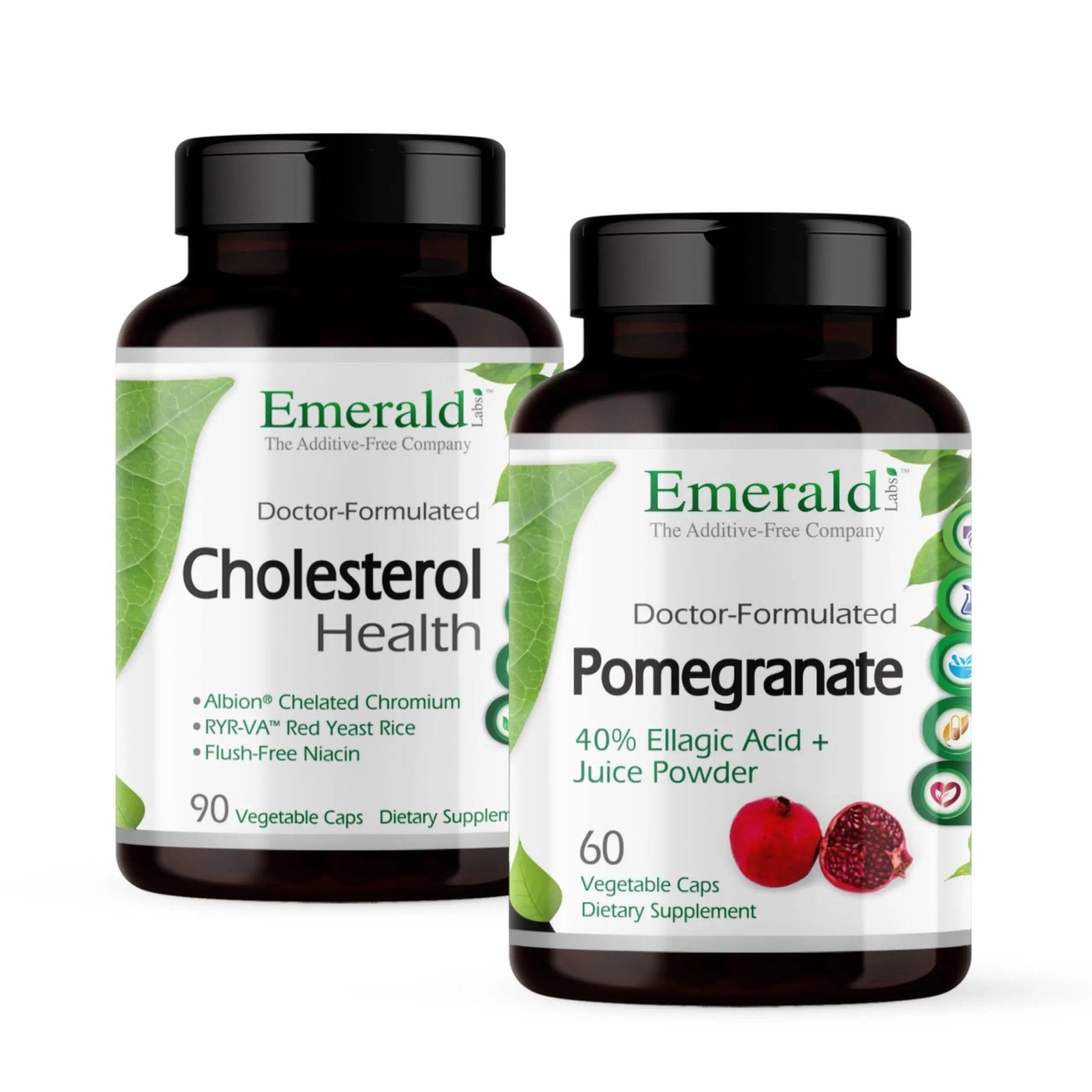 EMERALD LABS Cholesterol Health (90 Caps) & Pomegranate Extract (60 Caps) - Supports Heart Health & Immune Function - Gluten Free & Vegan - TrustMedUSA