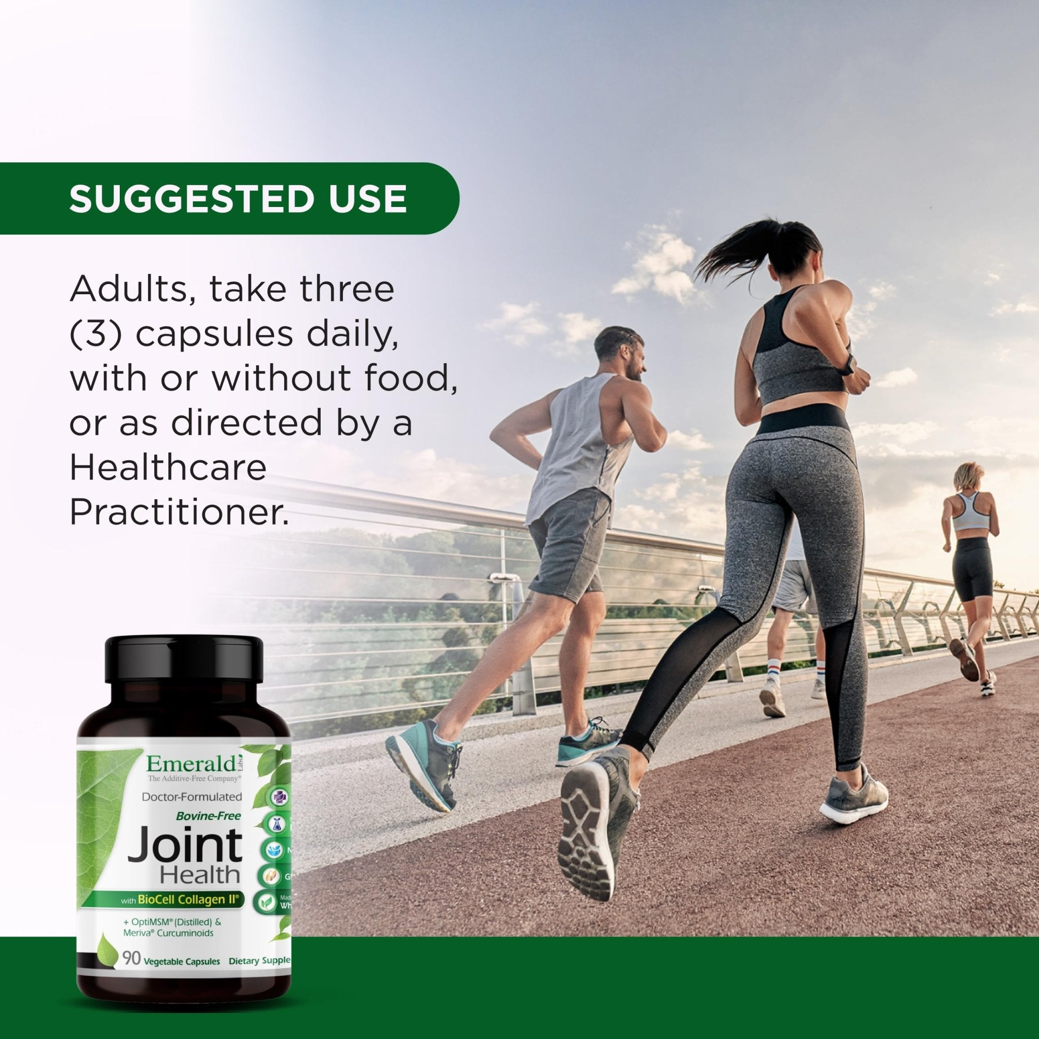 EMERALD LABS Joint Health - Biocell II Collagen, OptiMSM, Glucosamine, Meriva Turmeric Curcuminoids & More - Joint Health, Mobility & Flexibility Support* - 90 Vegetable Capsules (30-Day Supply) - TrustMedUSA