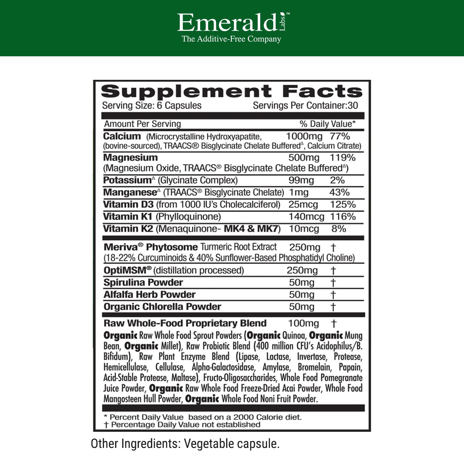 EMERALD LABS Osteo Bone Health - Immune Support & Bone & Joint Supplement with Vitamin D3, K2, Calcium, Magnesium, OptiMSM, Meriva Phytosome & More - 180 Vegetable Capsules - TrustMedUSA