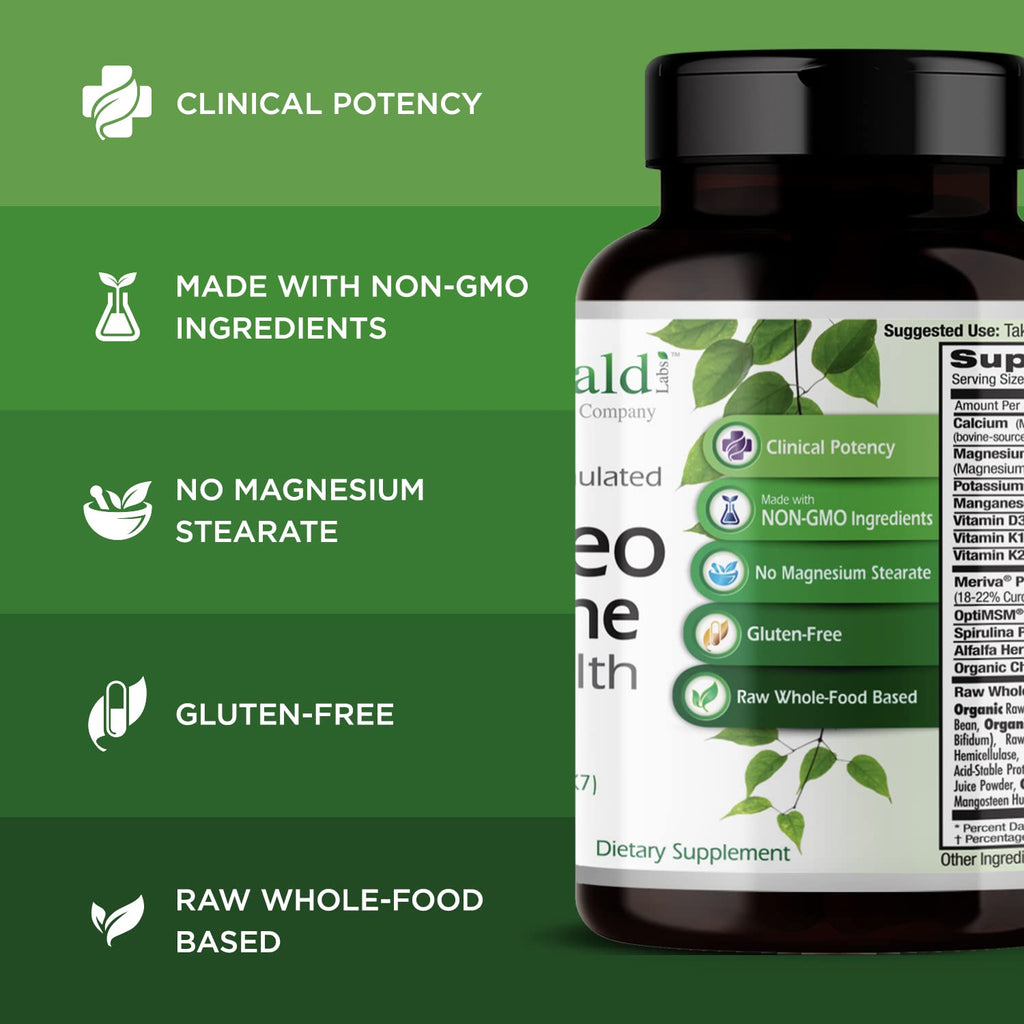 EMERALD LABS Osteo Bone Health - Immune Support & Bone & Joint Supplement with Vitamin D3, K2, Calcium, Magnesium, OptiMSM, Meriva Phytosome & More - 180 Vegetable Capsules - TrustMedUSA