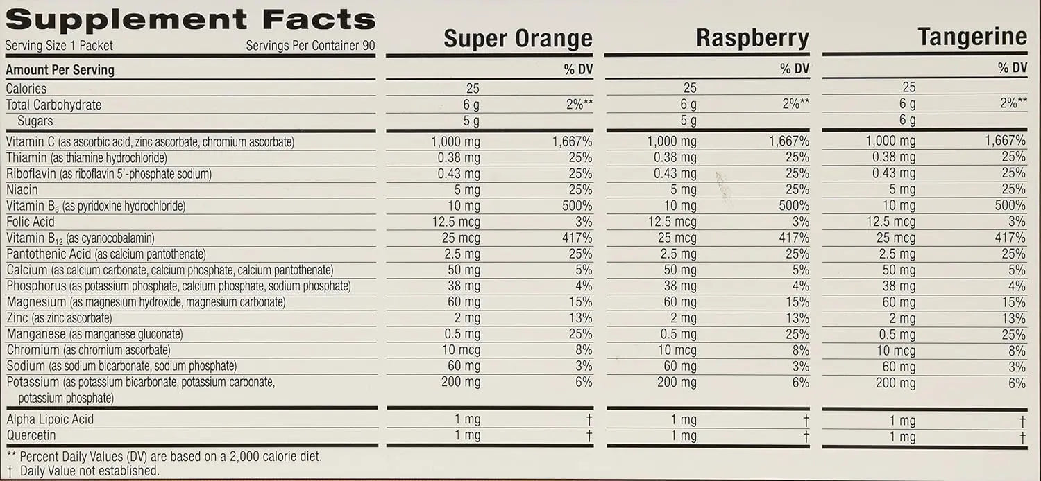 Emergen-C 1,000 mg Vitamin C Dietary Supplement Drink Mix, Super Orange/Raspberry - TrustMedUSA
