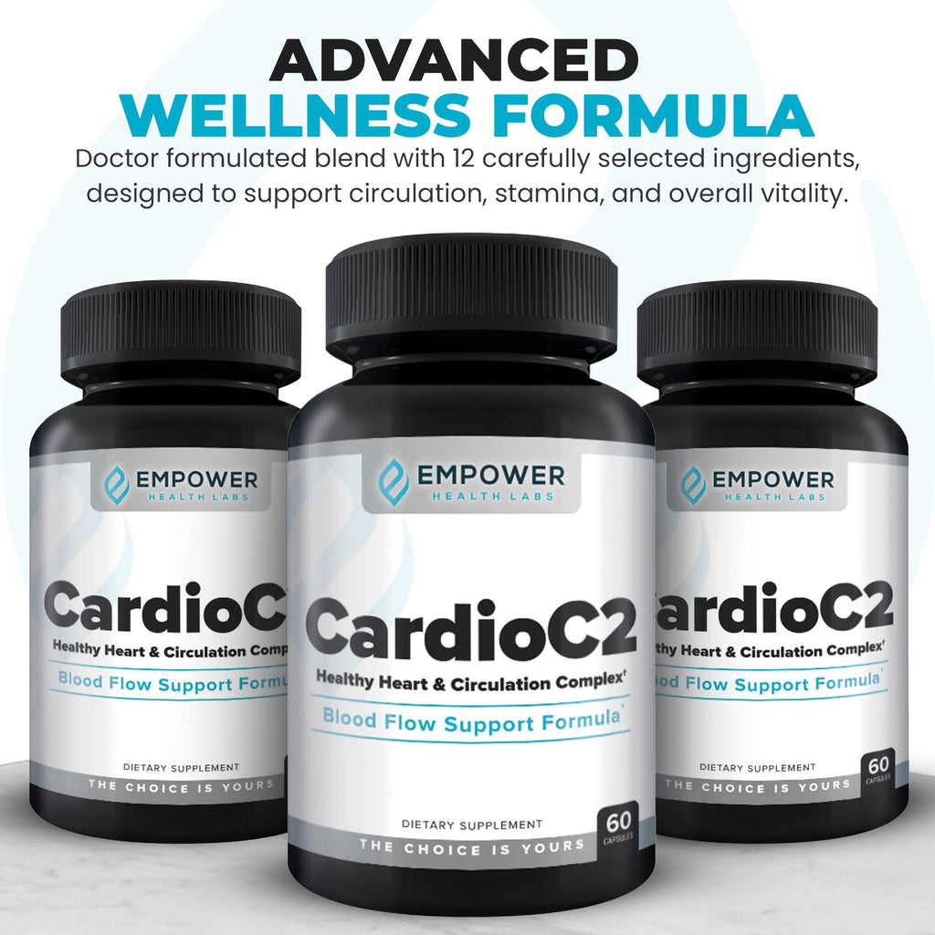 Empower Health Labs CardioC2 Circulation & Energy Support – Doctor-Formulated Blend with Beet Root, Black Garlic, Hawthorn & CoQ10 – Supports Healthy Blood Flow, Energy & Clarity – 60 Capsules - TrustMedUSA