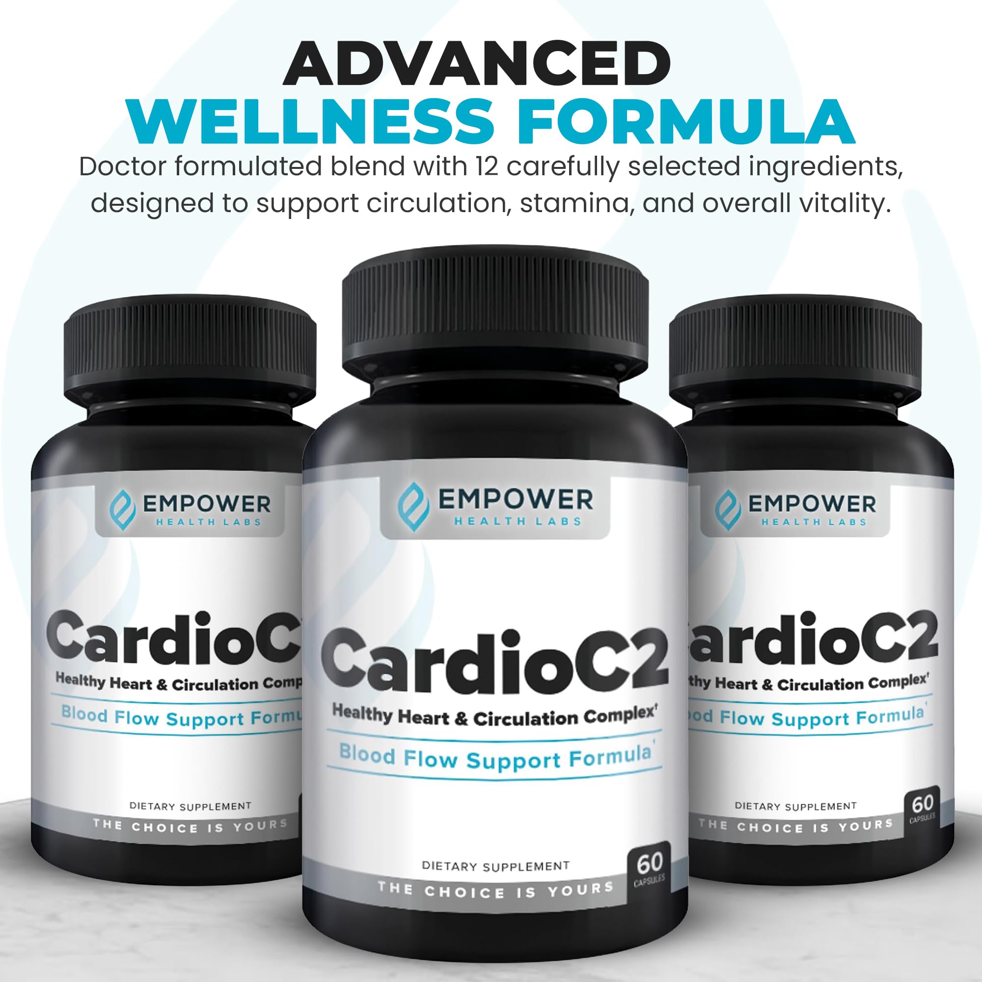 Empower Health Labs CardioC2 Circulation & Energy Support – Doctor-Formulated Blend with Beet Root, Black Garlic, Hawthorn & CoQ10 – Supports Healthy Blood Flow, Energy & Clarity – 60 Capsules - TrustMedUSA