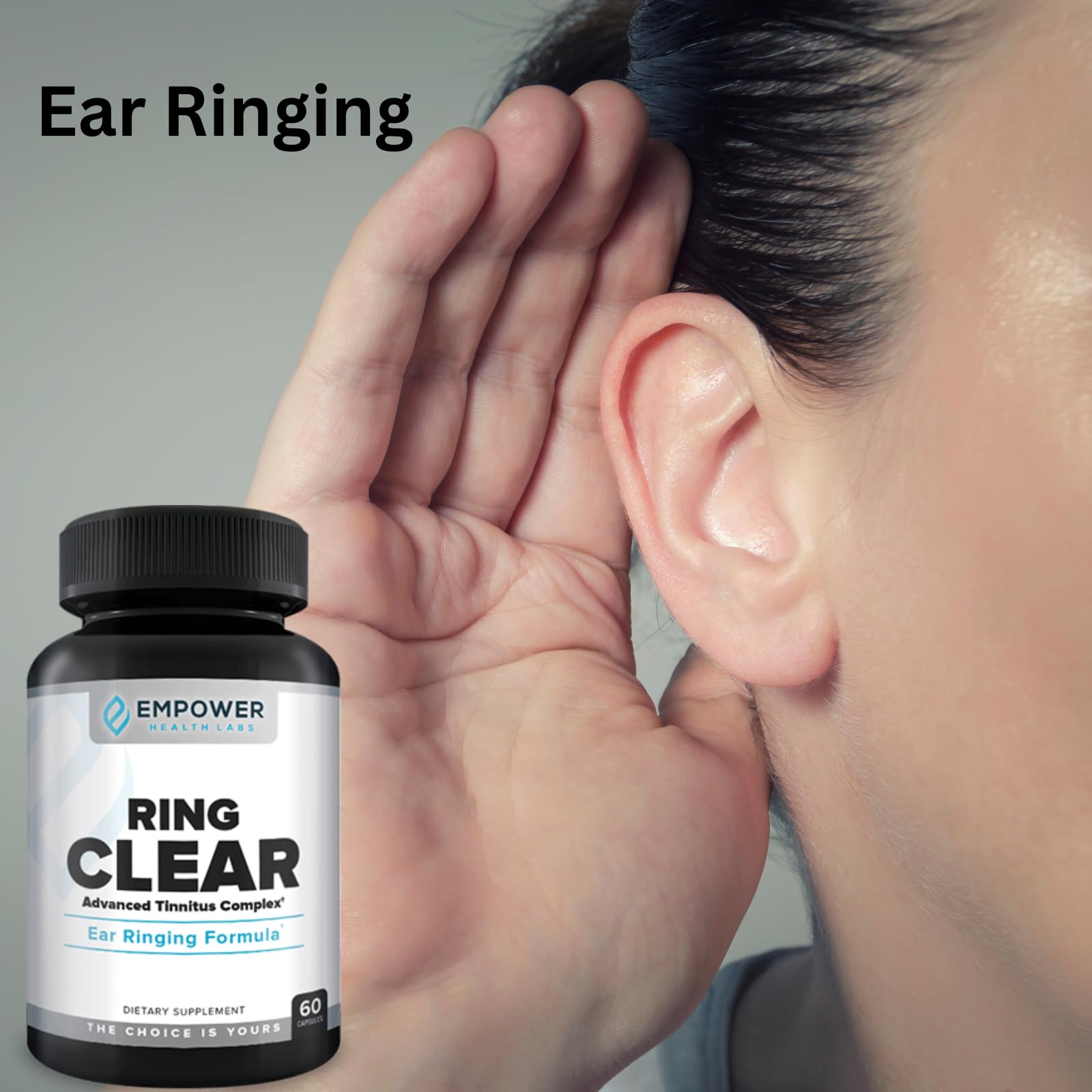 Empower Health Labs Ring Clear All-Natural Ear Buzz Relief Formula for Lasting Relief from Incessant Ear Buzzing - 30-Day Supply - TrustMedUSA