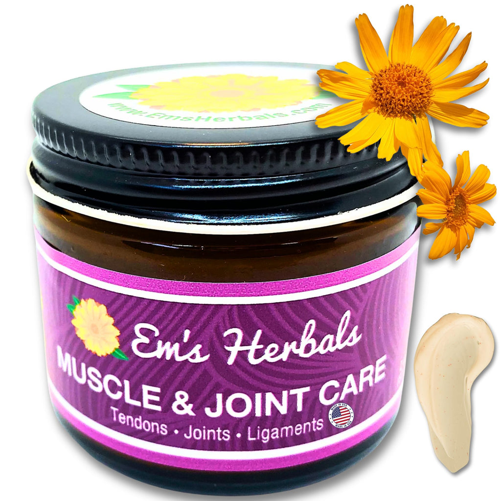 Em's Herbals, Muscle & Joint Care Arnica Salve - Amplified Arnica Salve Made with Menthol Crystals, and Effective Essential Oils to Penetrate Deep into Muscles, Joints, and Back Discomfort (2 oz) - TrustMedUSA
