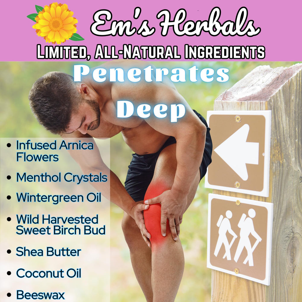 Em's Herbals, Muscle & Joint Care Arnica Salve - Amplified Arnica Salve Made with Menthol Crystals, and Effective Essential Oils to Penetrate Deep into Muscles, Joints, and Back Discomfort (2 oz) - TrustMedUSA