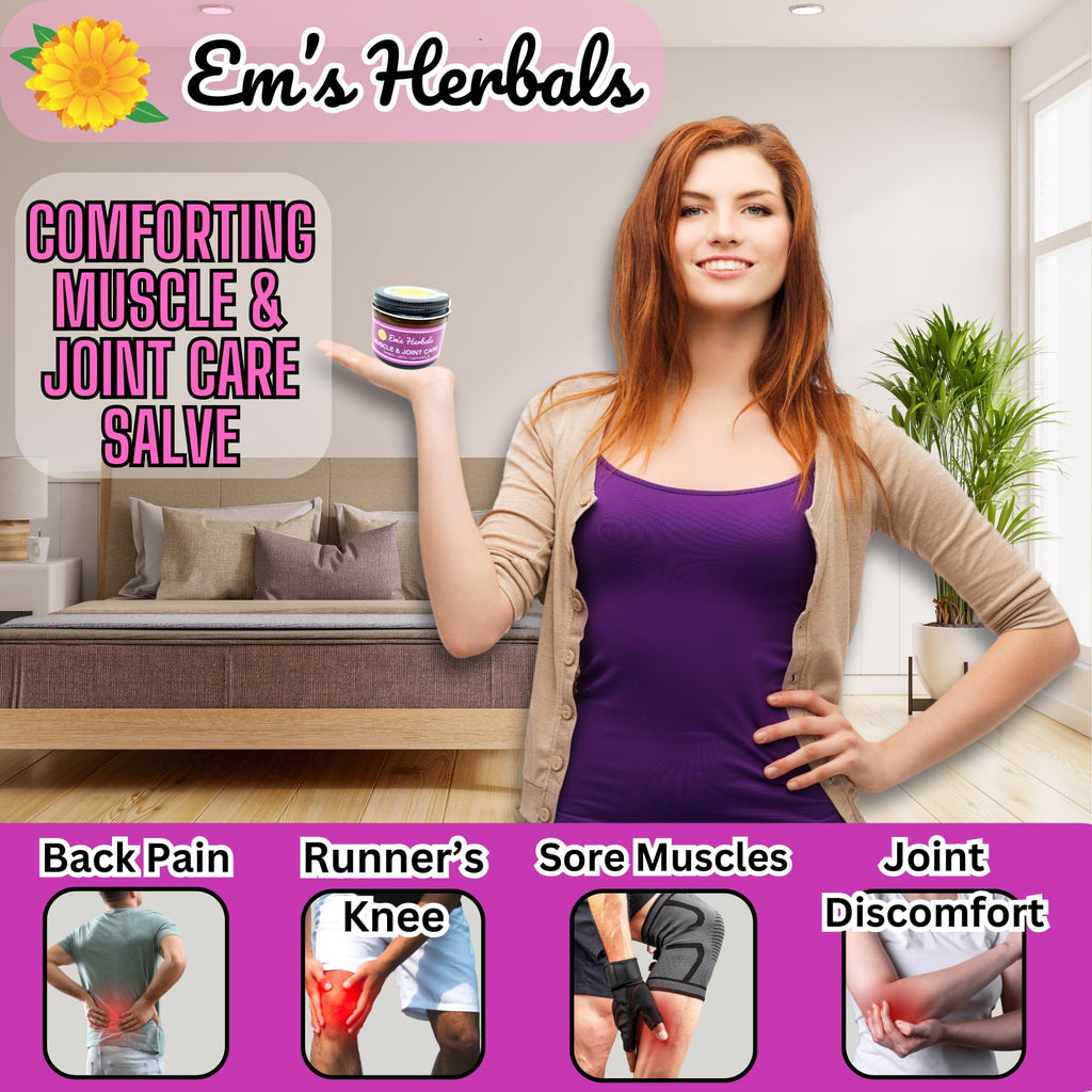 Em's Herbals, Muscle & Joint Care Arnica Salve - Amplified Arnica Salve Made with Menthol Crystals, and Effective Essential Oils to Penetrate Deep into Muscles, Joints, and Back Discomfort (2 oz) - TrustMedUSA