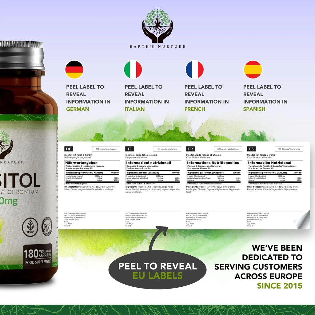 EN Myo-Inositol Chromium & Folate Blend | 1000mg Myo Inositol Per Serving | 180 Vegan - TrustMedUSA