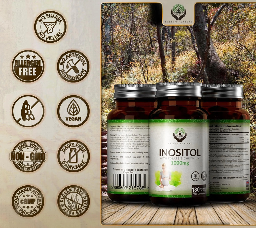 EN Myo-Inositol Chromium & Folate Blend | 1000mg Myo Inositol Per Serving | 180 Vegan - TrustMedUSA