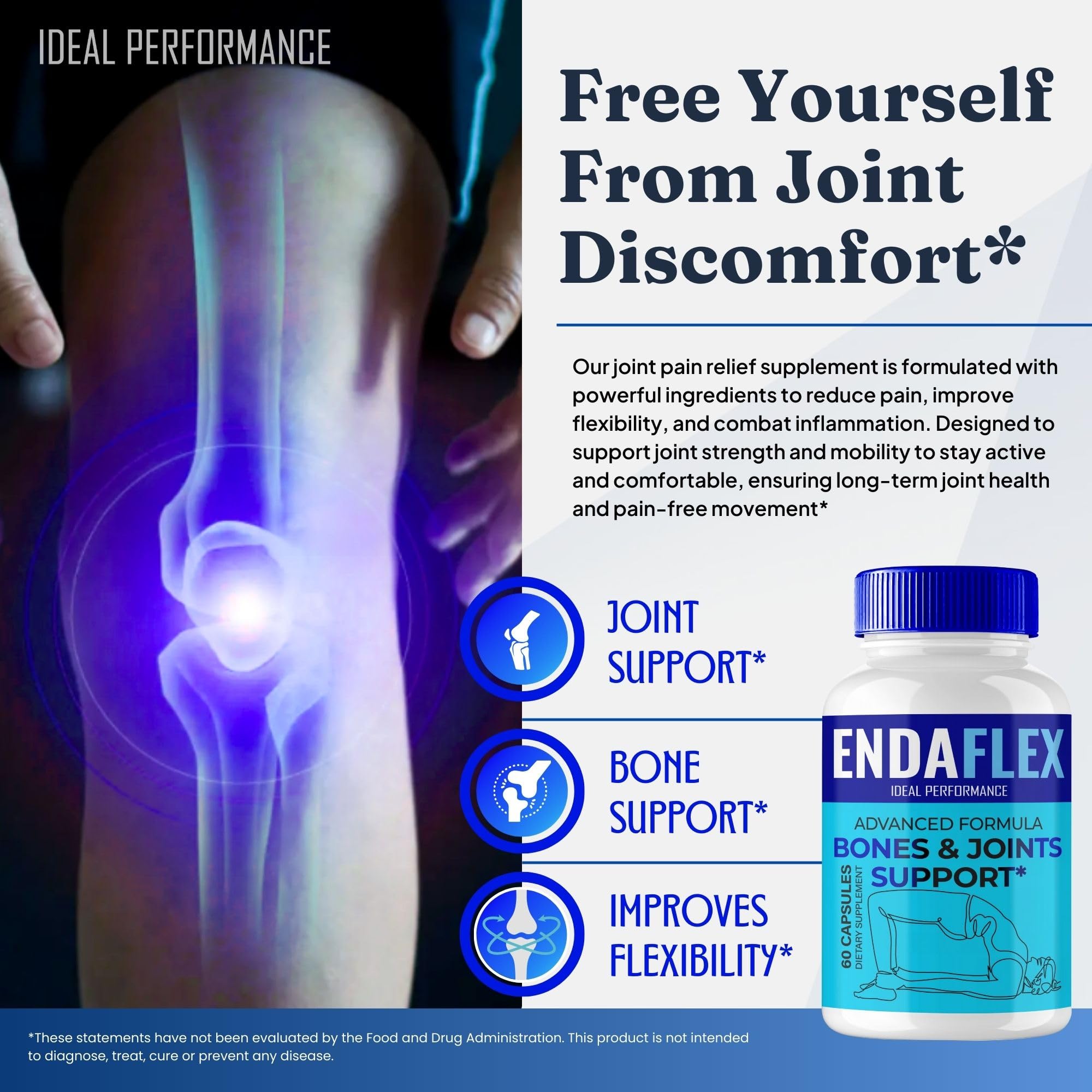 Endaflex Capsules, Advanced Joint Support Supplement Pills for Mobility and Comfort - Maximum Strength, Official Enda Flex Joint Support All Natural Formula, Premium Enda-Flex Reviews (3 Pack) - TrustMedUSA