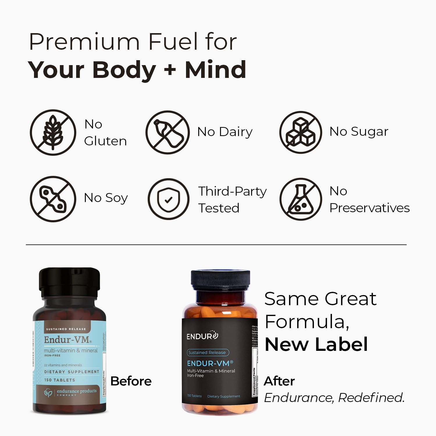 ENDUR-VM - Multivitamin Vitamin A, C, D, E, B12 & Zinc (Without Iron) SR (Sustained Release) 22 Essential Nutrients to Support Overall Wellness for Men & Postmenopausal Women - 150 Tablets - TrustMedUSA