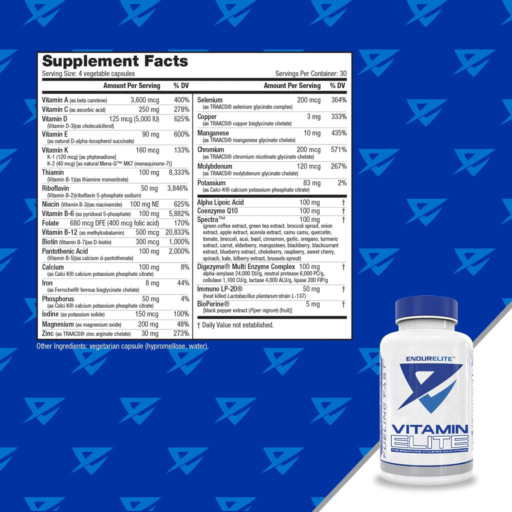 EndurElite Vitamin Elite - Complete Multivitamin for Men and Women - 120 Capsules - TrustMedUSA
