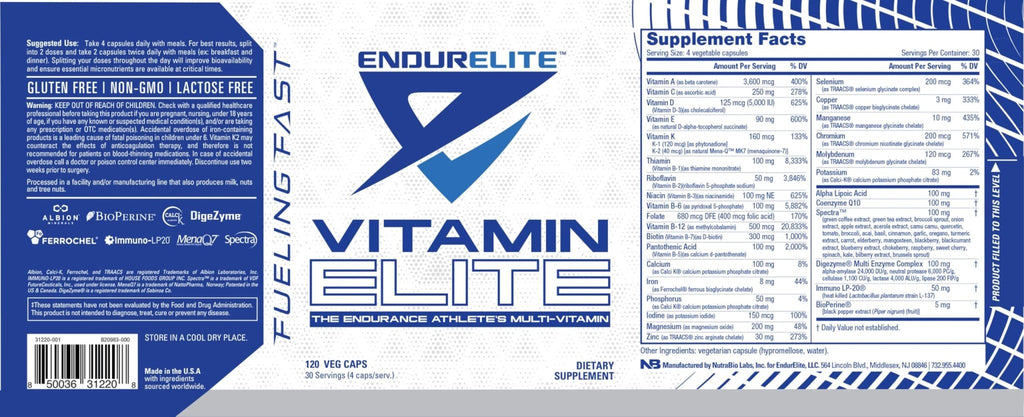 EndurElite Vitamin Elite - Complete Multivitamin for Men and Women - 120 Capsules - TrustMedUSA