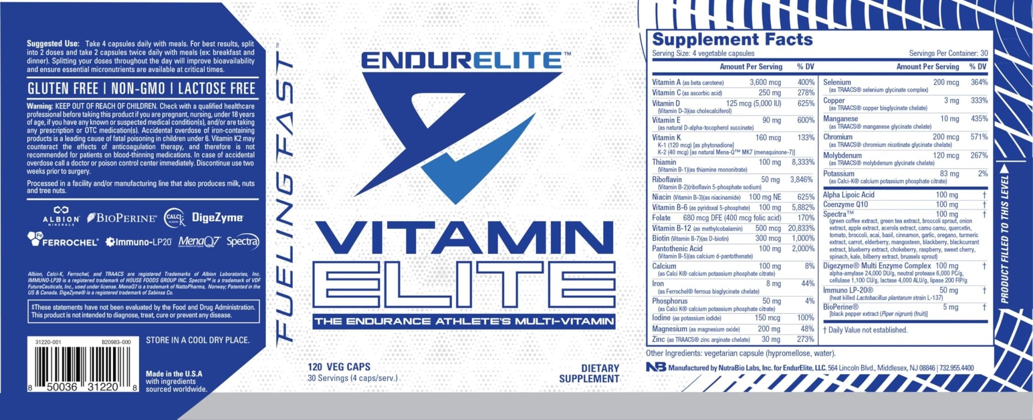 EndurElite Vitamin Elite - Complete Multivitamin for Men and Women - 120 Capsules - TrustMedUSA