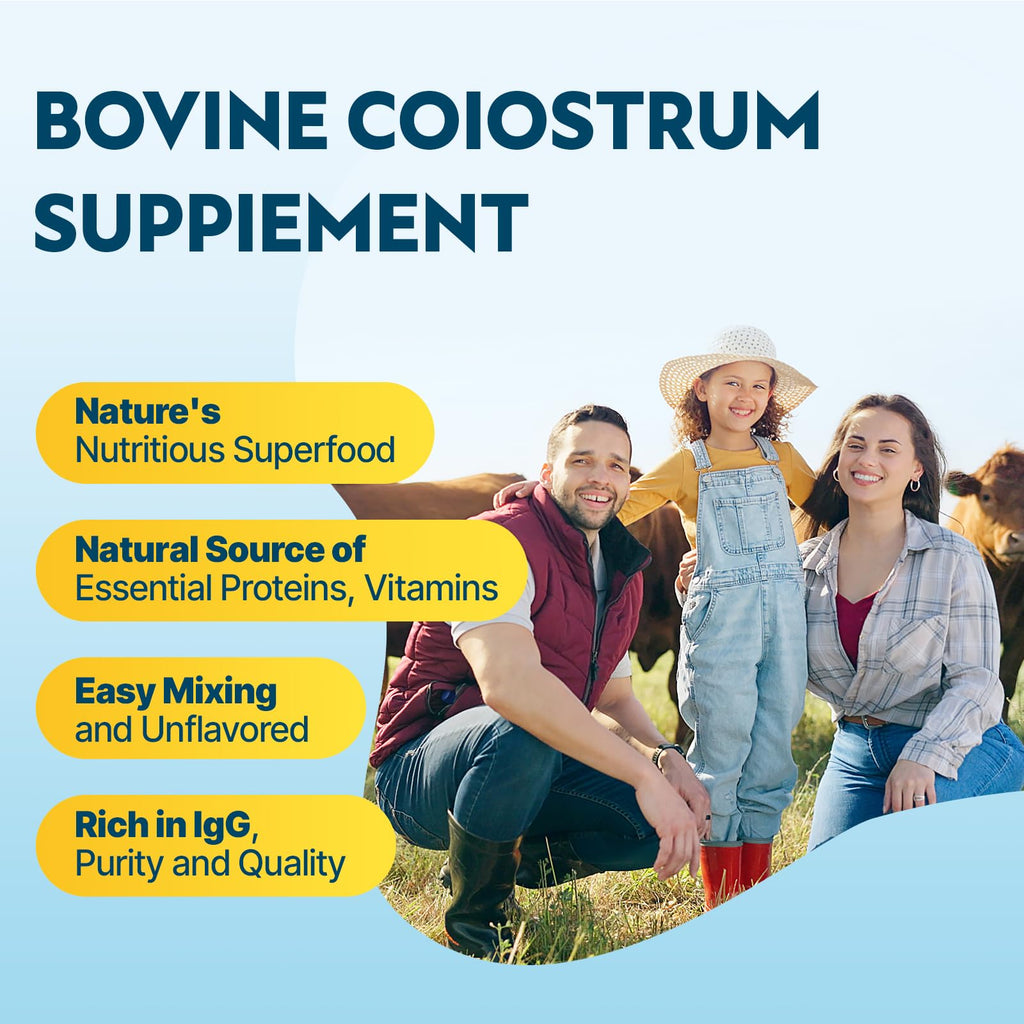 Energievoll Bovine Colostrum Supplement Powder - 60% IgG 3000 mg for Gut, Hair Growth, Beauty, and Immune, Easy to Mix, Unflavored (50 Servings) - TrustMedUSA
