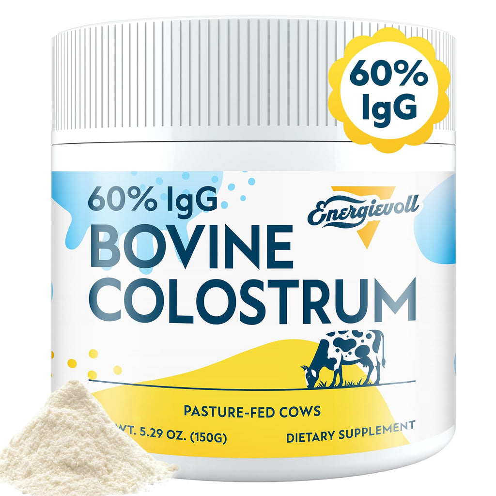 Energievoll Bovine Colostrum Supplement Powder - 60% IgG 3000 mg for Gut, Hair Growth, Beauty, and Immune, Easy to Mix, Unflavored (50 Servings) - TrustMedUSA