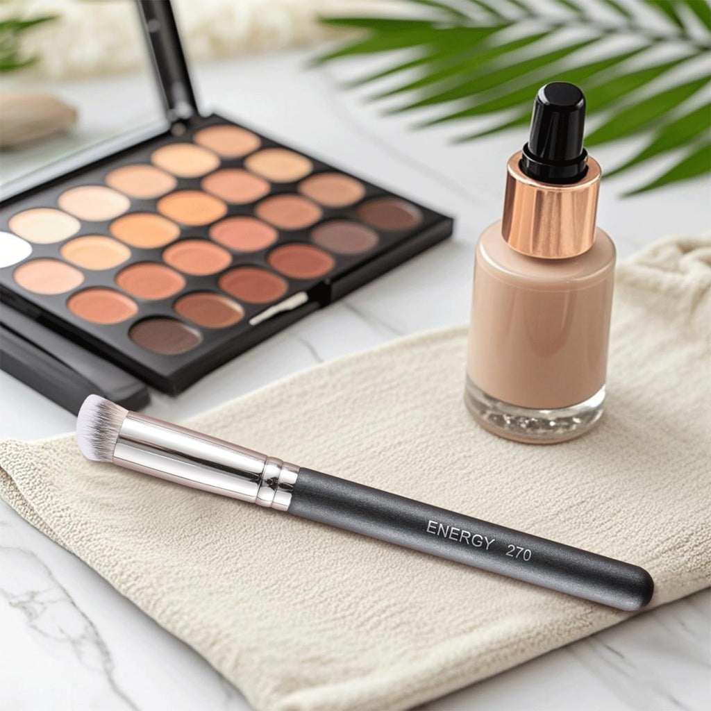 ENERGY Concealer Brush Under Eye Mini Angled Flat Top Kabuki Nose Contour Brush for Concealing Blending Setting Buffing with Powder Liquid Cream Cosmetic Pro Small Makeup Foundation brushes 270 - TrustMedUSA