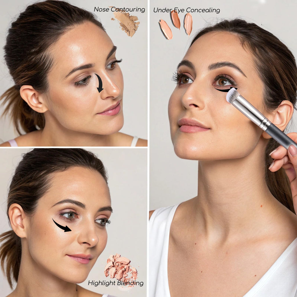 ENERGY Concealer Brush Under Eye Mini Angled Flat Top Kabuki Nose Contour Brush for Concealing Blending Setting Buffing with Powder Liquid Cream Cosmetic Pro Small Makeup Foundation brushes 270 - TrustMedUSA