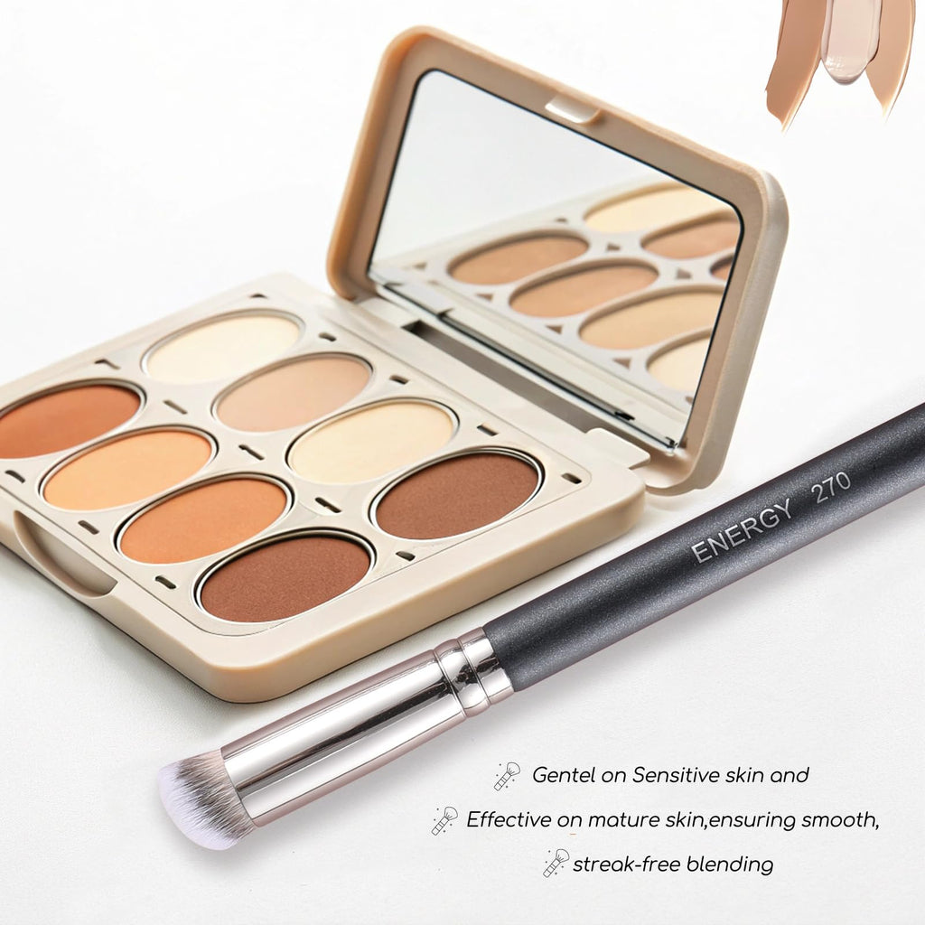 ENERGY Concealer Brush Under Eye Mini Angled Flat Top Kabuki Nose Contour Brush for Concealing Blending Setting Buffing with Powder Liquid Cream Cosmetic Pro Small Makeup Foundation brushes 270 - TrustMedUSA