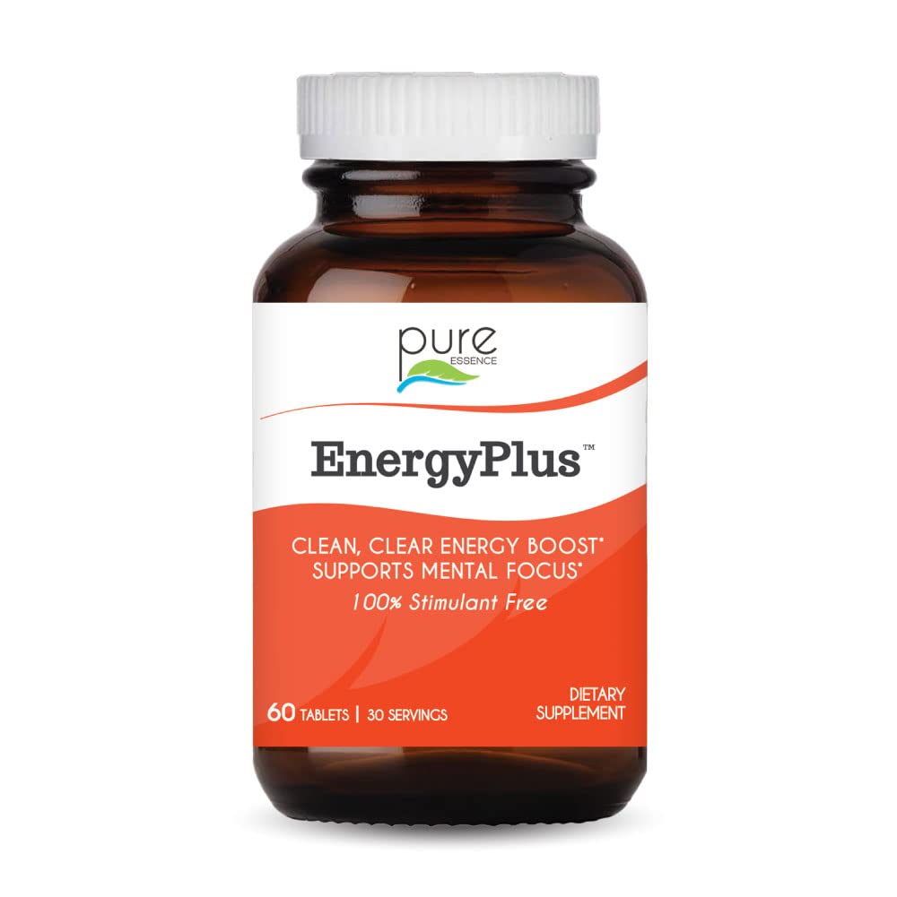 Energy Plus by Pure Essence - Caffeine Free, All Natural Herbal Energy and Focus Supplement - Smooth, No Jitters No Crash - 60 Tablets - TrustMedUSA