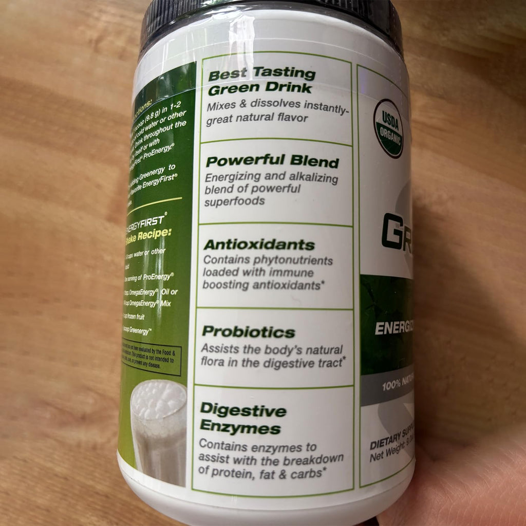 EnergyFirst Energize and Detoxify Greenergy Organic Superfood Powder - Vegan, Gluten-Free, Sugar-Free, Non-GMO - 30 Servings for Daily Energy & Immunity Boost! - TrustMedUSA